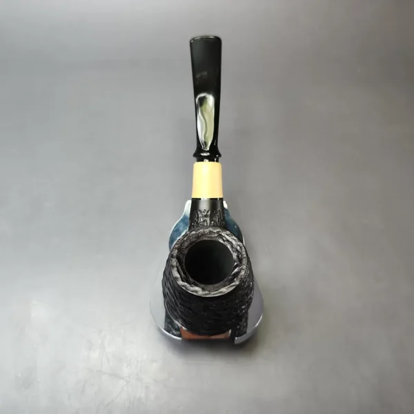 MBSD Briars by Piero Vitale Black Rusticated Brandy w/ Boxwood Briar Pipe, New - Image 6