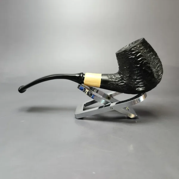 MBSD Briars by Piero Vitale Black Rusticated Brandy w/ Boxwood Briar Pipe, New - Image 7