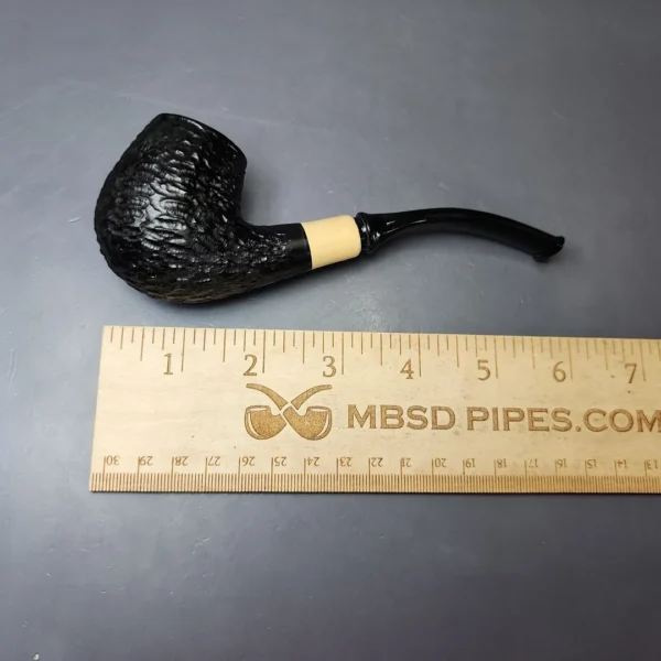 MBSD Briars by Piero Vitale Black Rusticated Brandy w/ Boxwood Briar Pipe, New - Image 8