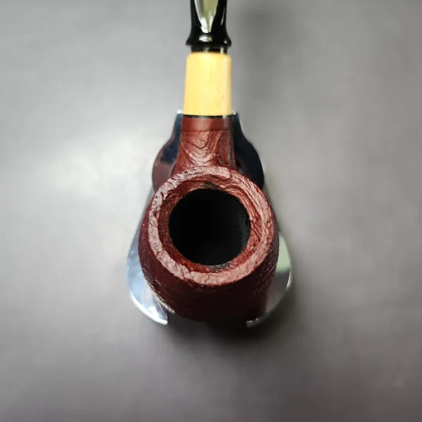 MBSD Briars by Piero Vitale Red Sandblasted Brandy w/ Boxwood Briar Pipe, New - Image 6