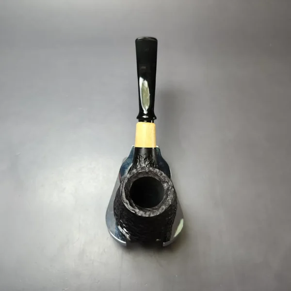 MBSD Briars by Piero Vitale Black Rusticated Brandy w/ Boxwood Briar Pipe, New - Image 7
