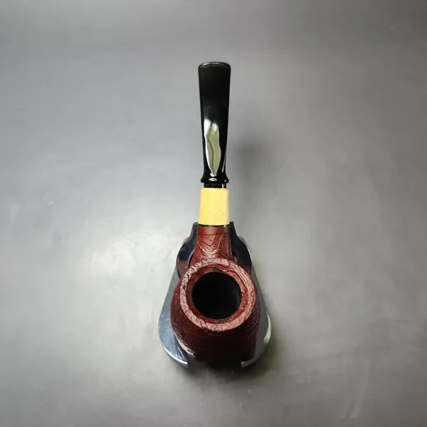 MBSD Briars by Piero Vitale Red Sandblasted Brandy w/ Boxwood Briar Pipe, New - Image 8