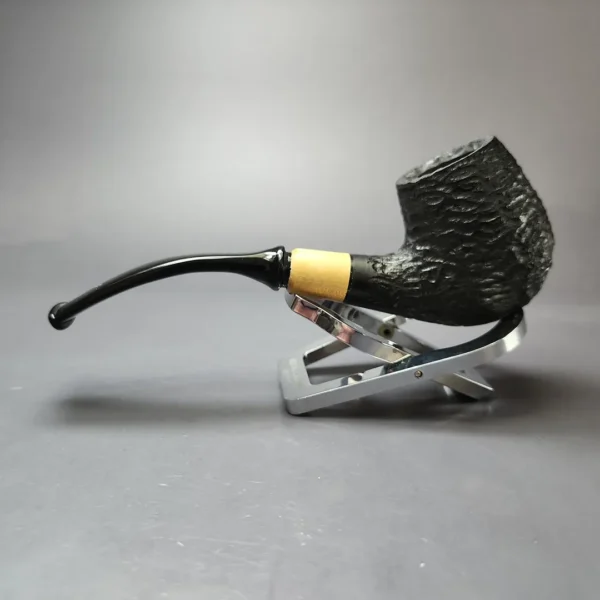 MBSD Briars by Piero Vitale Black Rusticated Brandy w/ Boxwood Briar Pipe, New - Image 8