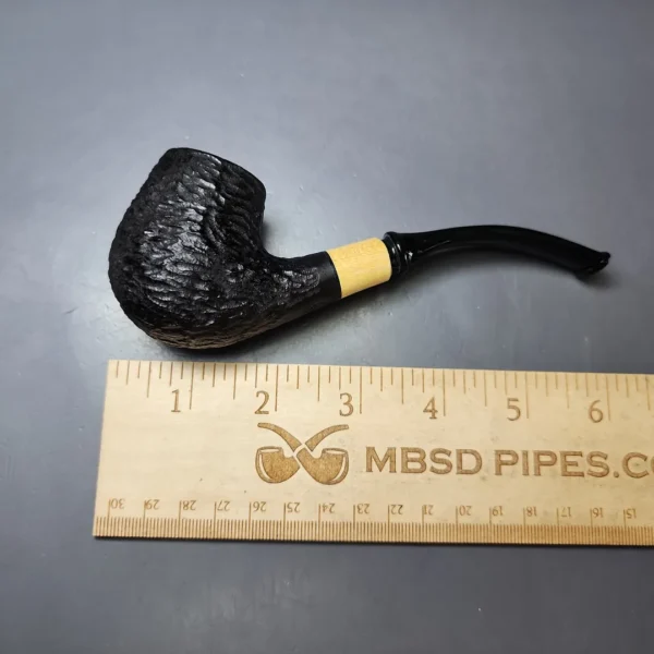 MBSD Briars by Piero Vitale Black Rusticated Brandy w/ Boxwood Briar Pipe, New - Image 9