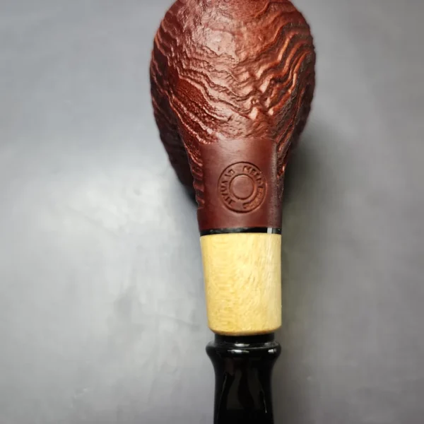 MBSD Briars by Piero Vitale Red Sandblasted Brandy w/ Boxwood Briar Pipe, New - Image 10