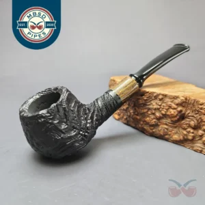 MBSD Briars by Piero Vitale Vintage Sandblasted Author w/ Zebrawood Briar Pipe, New