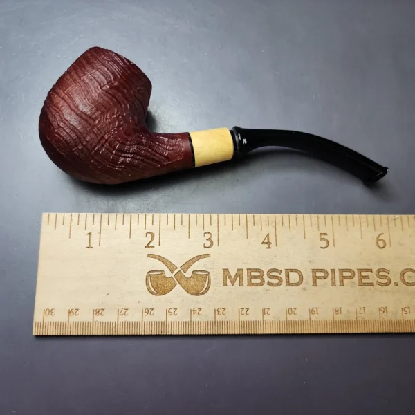 MBSD Briars by Piero Vitale Red Sandblasted Brandy w/ Boxwood Briar Pipe, New - Image 11