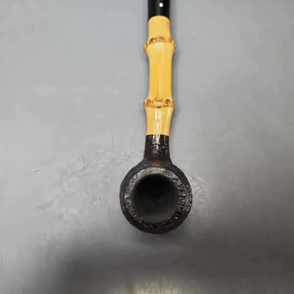 Dunhill 1998 Shell Briar 4101 Sandblasted Apple w/ Bamboo Estate Briar Pipe, English Estates - Image 4