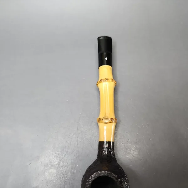 Dunhill 1998 Shell Briar 4101 Sandblasted Apple w/ Bamboo Estate Briar Pipe, English Estates - Image 5