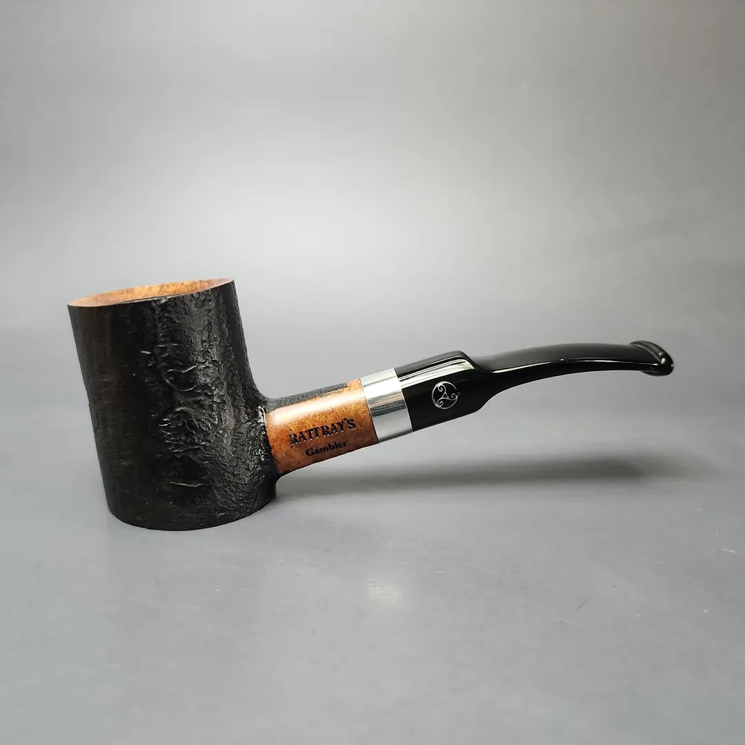 Rattray's Gambler 110 Partially Sandblasted Poker Estate Briar Pipe, Unsmoked 9mm - Image 2