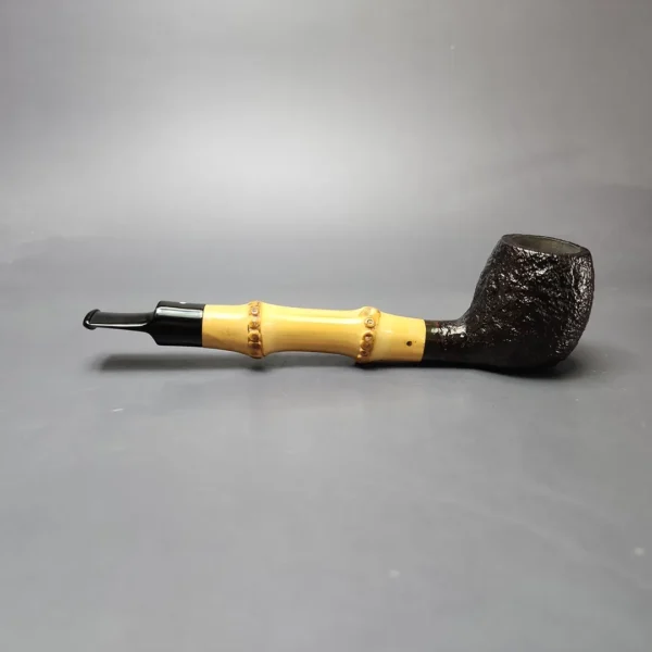 Dunhill 1998 Shell Briar 4101 Sandblasted Apple w/ Bamboo Estate Briar Pipe, English Estates - Image 7