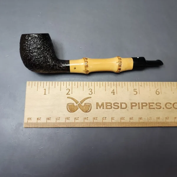 Dunhill 1998 Shell Briar 4101 Sandblasted Apple w/ Bamboo Estate Briar Pipe, English Estates - Image 8