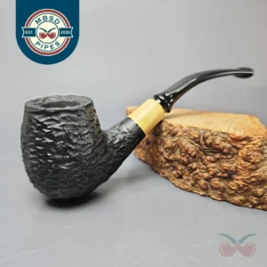 MBSD Briars by Piero Vitale Black Rusticated Brandy w/ Boxwood, Briar Pipe, New