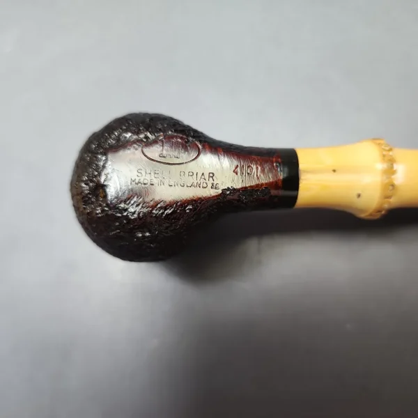 Dunhill 1998 Shell Briar 4101 Sandblasted Apple w/ Bamboo Estate Briar Pipe, English Estates - Image 10