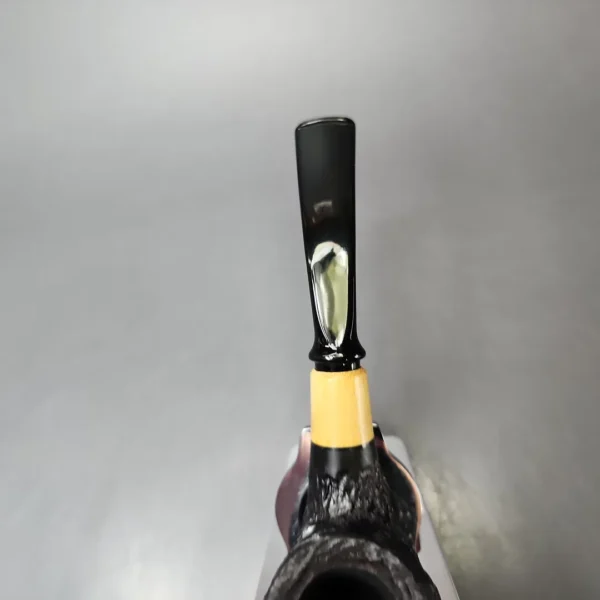 MBSD Briars by Piero Vitale Black Rusticated Brandy w/ Boxwood, Briar Pipe, New - Image 5