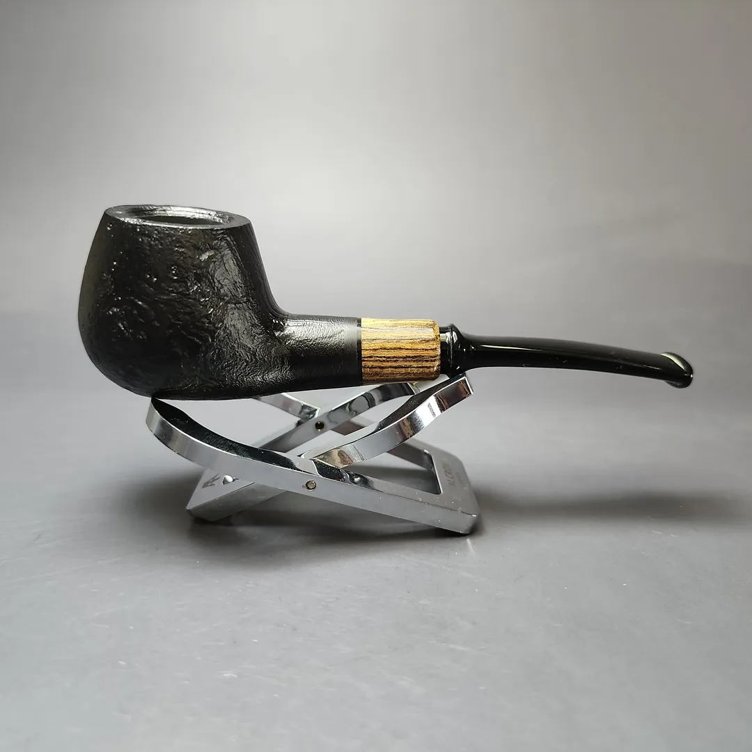 MBSD Briars by Piero Vitale Black Sandblasted Brandy w/ Zebrawood Briar Pipe, New - Image 2