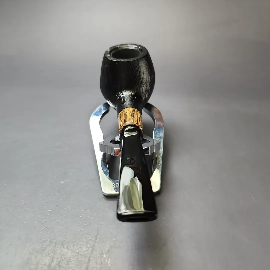 MBSD Briars by Piero Vitale Black Sandblasted Brandy w/ Zebrawood Briar Pipe, New - Image 5