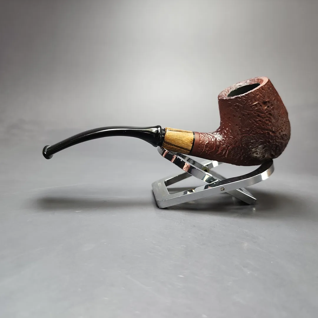 MBSD Briars by Piero Vitale Vintage Sandblasted Brandy w/ Zebrawood Briar Pipe, New - Image 4
