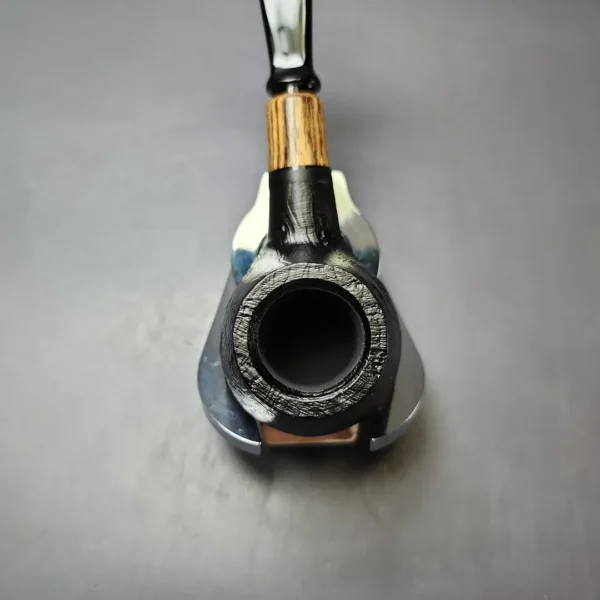 MBSD Briars by Piero Vitale Black Sandblasted Brandy w/ Zebrawood Briar Pipe, New - Image 6