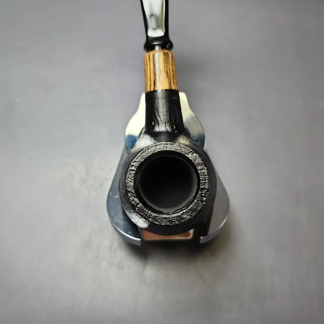 MBSD Briars by Piero Vitale Black Sandblasted Brandy w/ Zebrawood Briar Pipe, New - Image 6