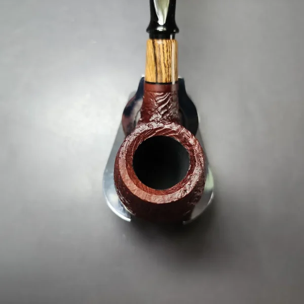 MBSD Briars by Piero Vitale Vintage Sandblasted Brandy w/ Zebrawood Briar Pipe, New - Image 5