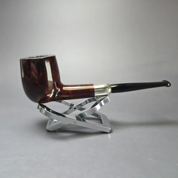 MBSD Briars Timeless Traditions 1 Smooth Billiard w/ Silver Handmade Briar Pipe, New - Image 3