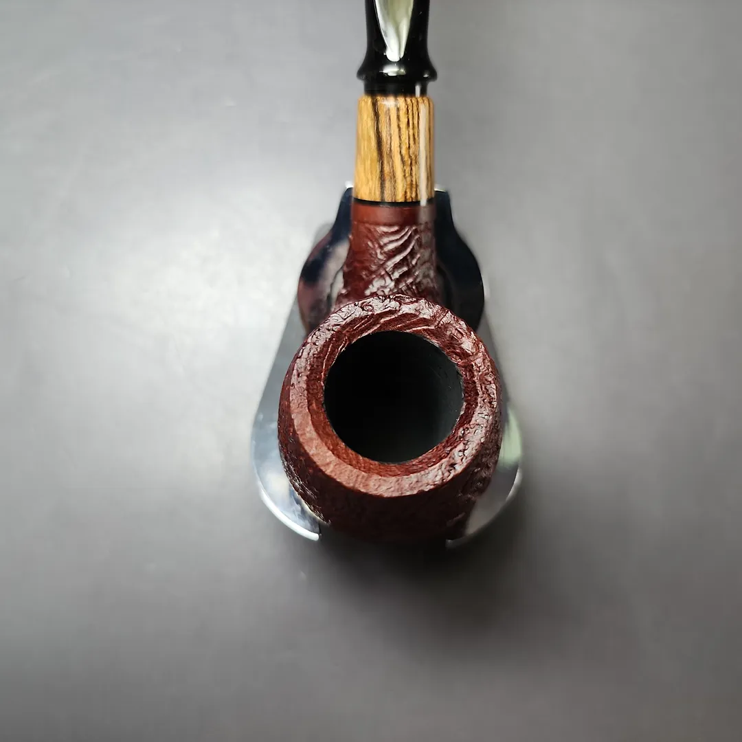 MBSD Briars by Piero Vitale Vintage Sandblasted Brandy w/ Zebrawood Briar Pipe, New - Image 5