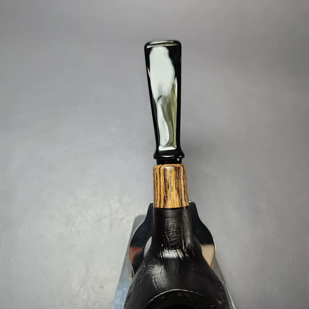 MBSD Briars by Piero Vitale Black Sandblasted Brandy w/ Zebrawood Briar Pipe, New - Image 7