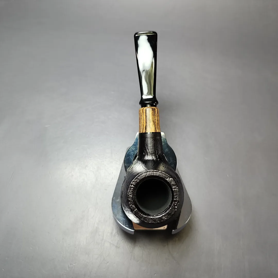 MBSD Briars by Piero Vitale Black Sandblasted Brandy w/ Zebrawood Briar Pipe, New - Image 8