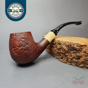 MBSD Briars by Piero Vitale Vintage Sandblasted Brandy w/ Boxwood Briar Pipe, New