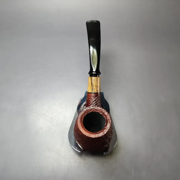 MBSD Briars by Piero Vitale Vintage Sandblasted Brandy w/ Zebrawood Briar Pipe, New - Image 7