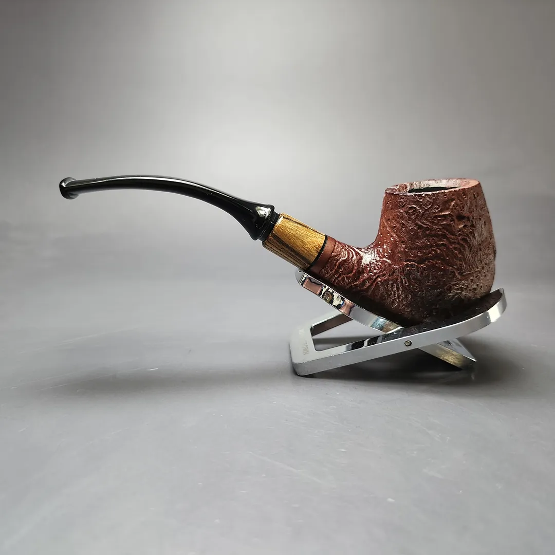 MBSD Briars by Piero Vitale Vintage Sandblasted Brandy w/ Zebrawood Briar Pipe, New - Image 8