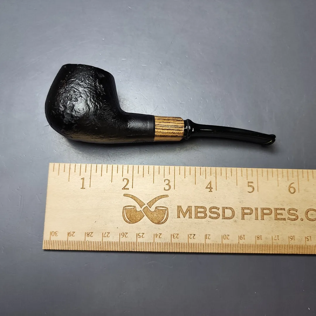 MBSD Briars by Piero Vitale Black Sandblasted Brandy w/ Zebrawood Briar Pipe, New - Image 10