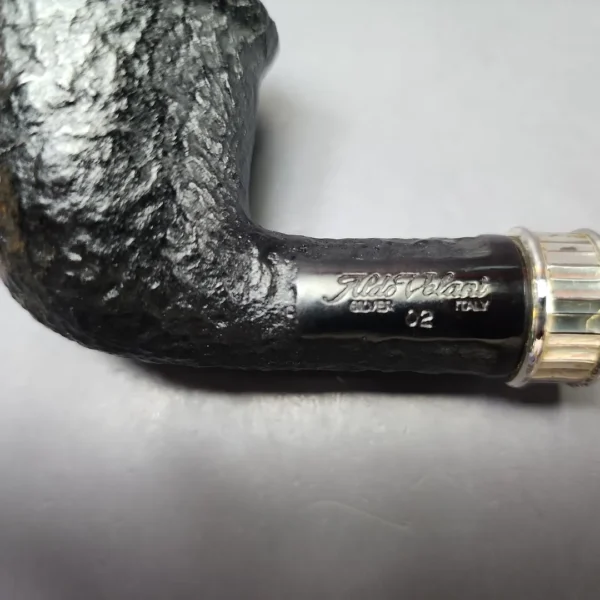 Aldo Velani Silver 02 Sandblasted Calabash Estate Briar Pipe, Italian Estates - Image 10