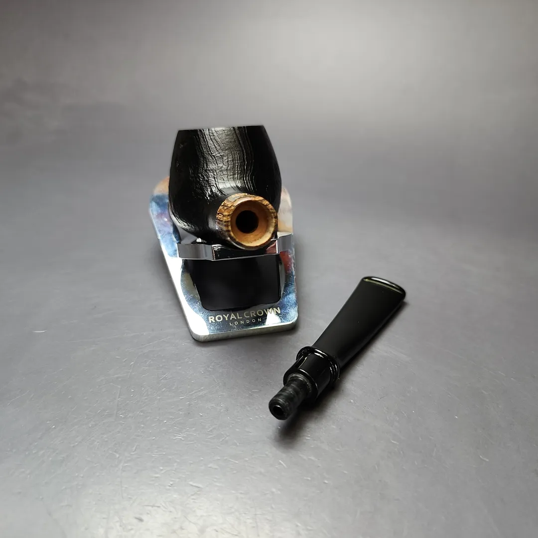 MBSD Briars by Piero Vitale Black Sandblasted Brandy w/ Zebrawood Briar Pipe, New - Image 12