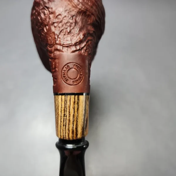 MBSD Briars by Piero Vitale Vintage Sandblasted Brandy w/ Zebrawood Briar Pipe, New - Image 11
