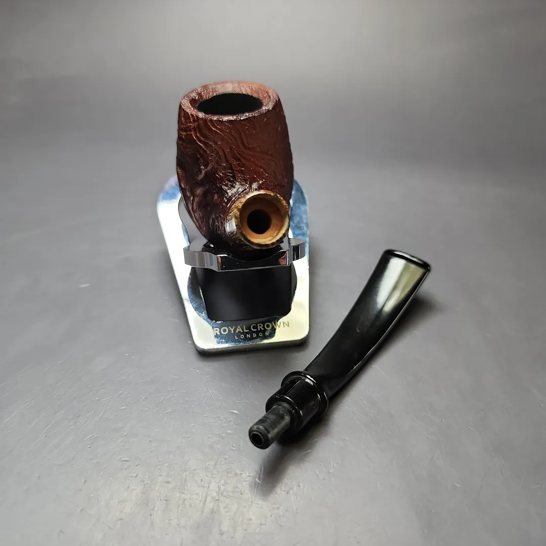 MBSD Briars by Piero Vitale Vintage Sandblasted Brandy w/ Zebrawood Briar Pipe, New - Image 12