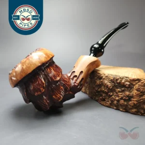 Nording Spruce Cone Partially Rusticated Freehand Estate Briar Pipe, Unsmoked