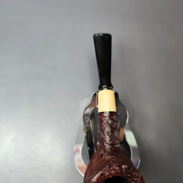 MBSD Briars by Piero Vitale Vintage Sandblasted Billiard w/ Boxwood Briar Pipe, New - Image 9