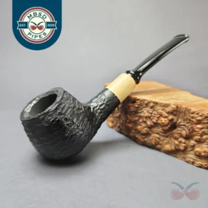 MBSD Briars by Piero Vitale Black Rusticated Author w/ Boxwood Briar Pipe, New