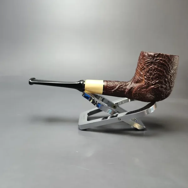 MBSD Briars by Piero Vitale Vintage Sandblasted Billiard w/ Boxwood Briar Pipe, New - Image 7