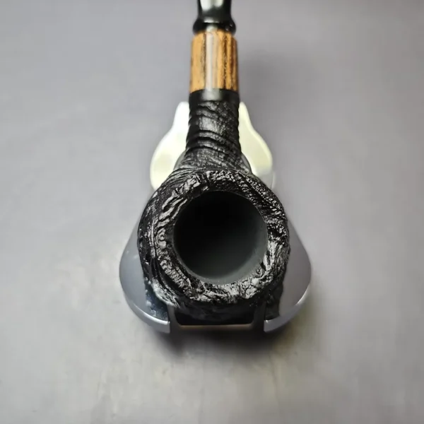 MBSD Briars by Piero Vitale Vintage Sandblasted Author w/ Zebrawood Briar Pipe, New - Image 5