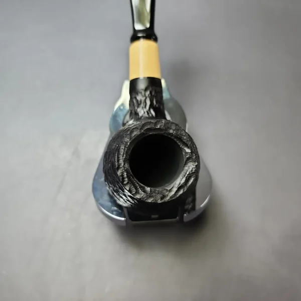 MBSD Briars by Piero Vitale Black Rusticated Author w/ Boxwood Briar Pipe, New - Image 5