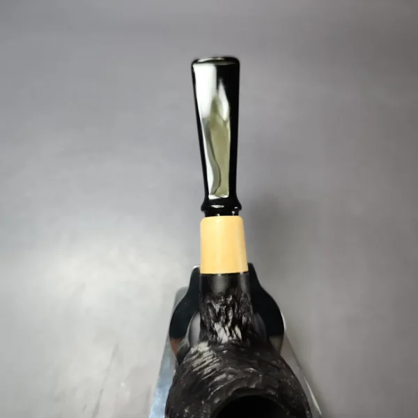 MBSD Briars by Piero Vitale Black Rusticated Author w/ Boxwood Briar Pipe, New - Image 6