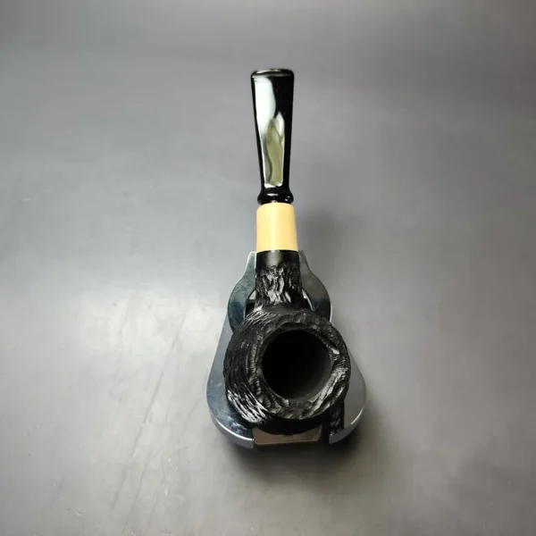 MBSD Briars by Piero Vitale Black Rusticated Author w/ Boxwood Briar Pipe, New - Image 7