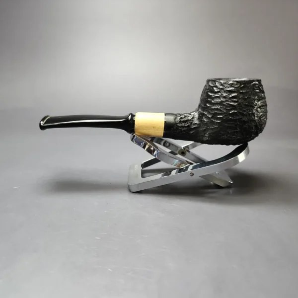 MBSD Briars by Piero Vitale Black Rusticated Author w/ Boxwood Briar Pipe, New - Image 8
