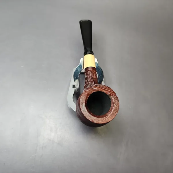 MBSD Briars by Piero Vitale Vintage Sandblasted Billiard w/ Boxwood Briar Pipe, New - Image 6