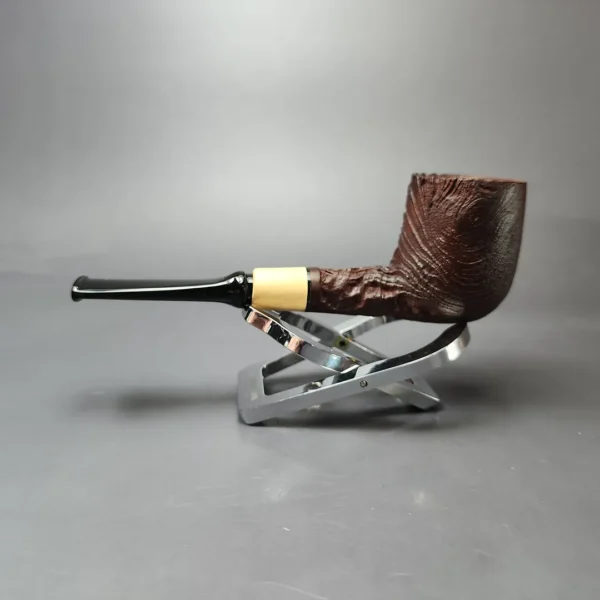 MBSD Briars by Piero Vitale Vintage Sandblasted Billiard w/ Boxwood Briar Pipe, New - Image 7