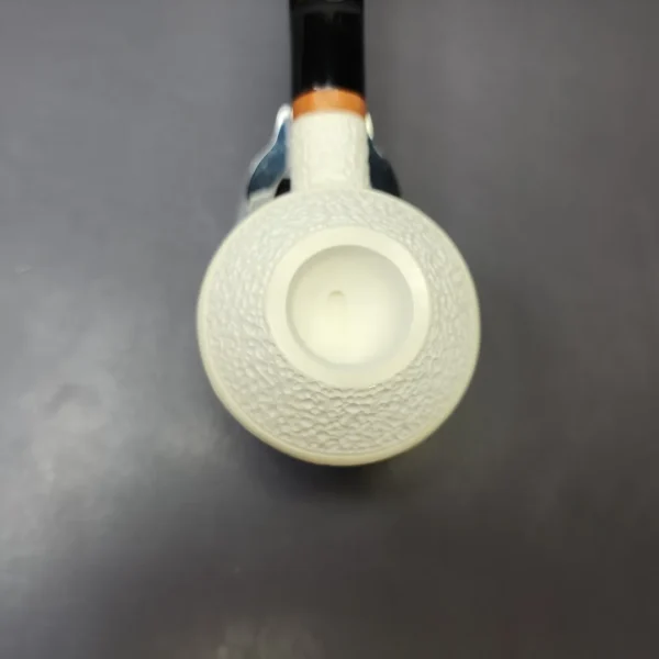 MBSD Meerschaum Deluxe Rusticated Squat Rhodesian Block Meerschaum Pipe, Briar-Mortise, New - Image 4