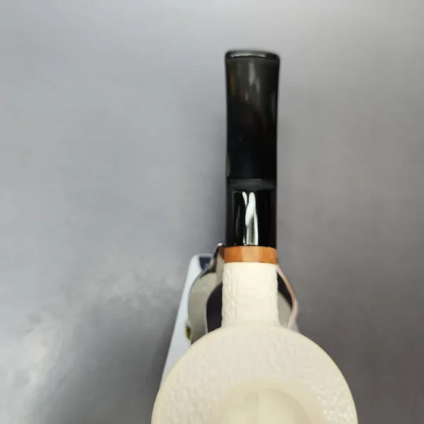 MBSD Meerschaum Deluxe Rusticated Squat Rhodesian Block Meerschaum Pipe, Briar-Mortise, New - Image 5